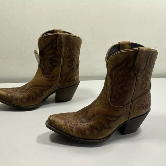 NEW ARIAT Womens Chandler Cowboy Boots Size 7.5C Ankle X-Toe  Mid Heel Brown - Picture 14 of 14